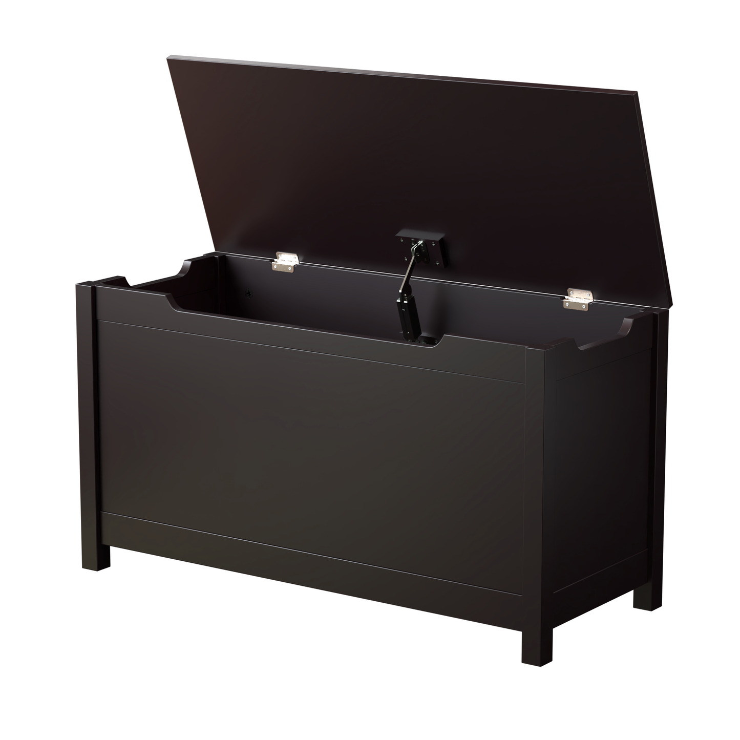 Kids Toy Chest, Sturdy Entryway 31.5'' Large Toy Storage with Safety Hinges, Wooden Look Accent Furniture for Living Room, Bedroom,Dark