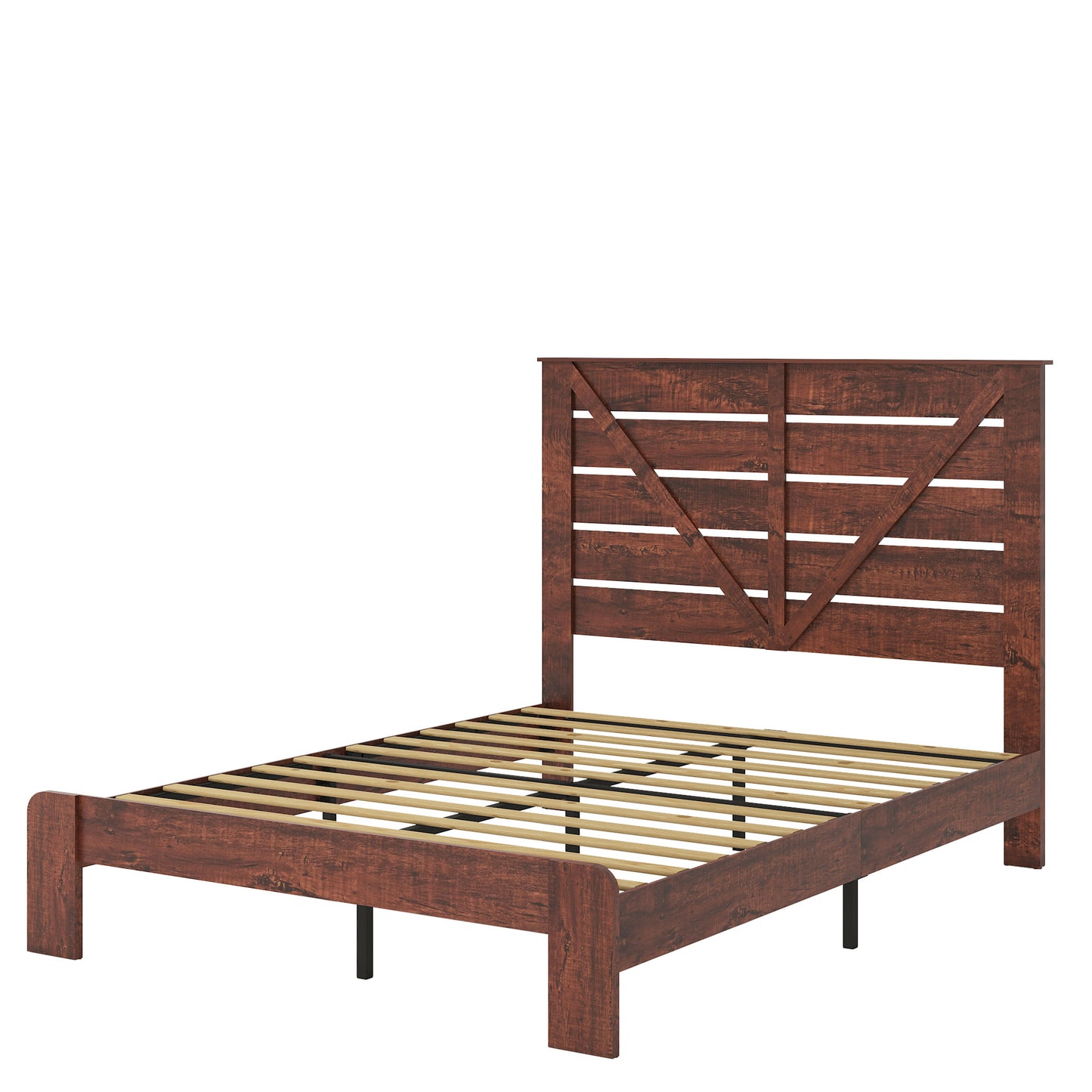 CASEMIOL Wooden Bed Frames Queen with Headboard and Footboard, Under Bed Storage, No Box Spring Needed, Easy Assembly, Queen Platform Bed Frame - Dark Brown
