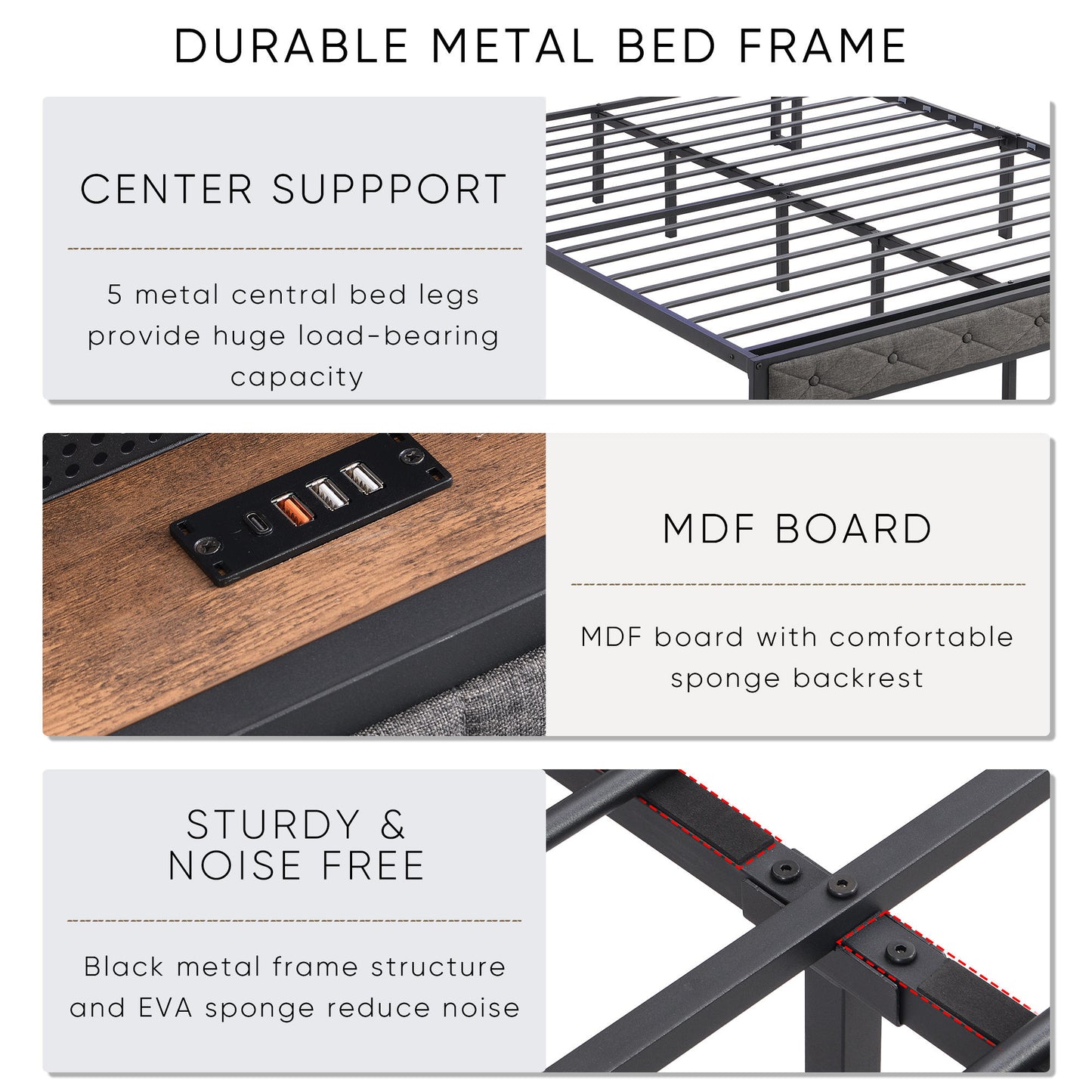 CASEMIOL Full-Size Bed Frame with Storage Headboard, Charging Station and LED Lights, Noise-Free, No Box Spring Needed, 55.7"W Bedroom Modern Platform Bed Frame Holds 1000 Pounds- Gray (5.0) 5 stars out of 1 review 1 review