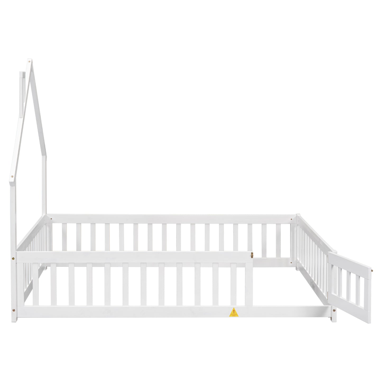 Twin Size Toddler Floor Bed Frame with Safety Guardrails and Door and Headboard, wood Montessori Floor Bed for Girls, Boys