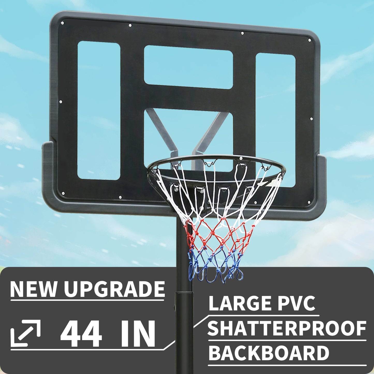 Clearance BTMWAY Portable Basketball Hoop with 44 Inch Backboard - 6.5ft to 10ft Height Adjustable Stand & Wheels for Outdoor/Indoor Use, Ideal for Adults & Teens & Kids