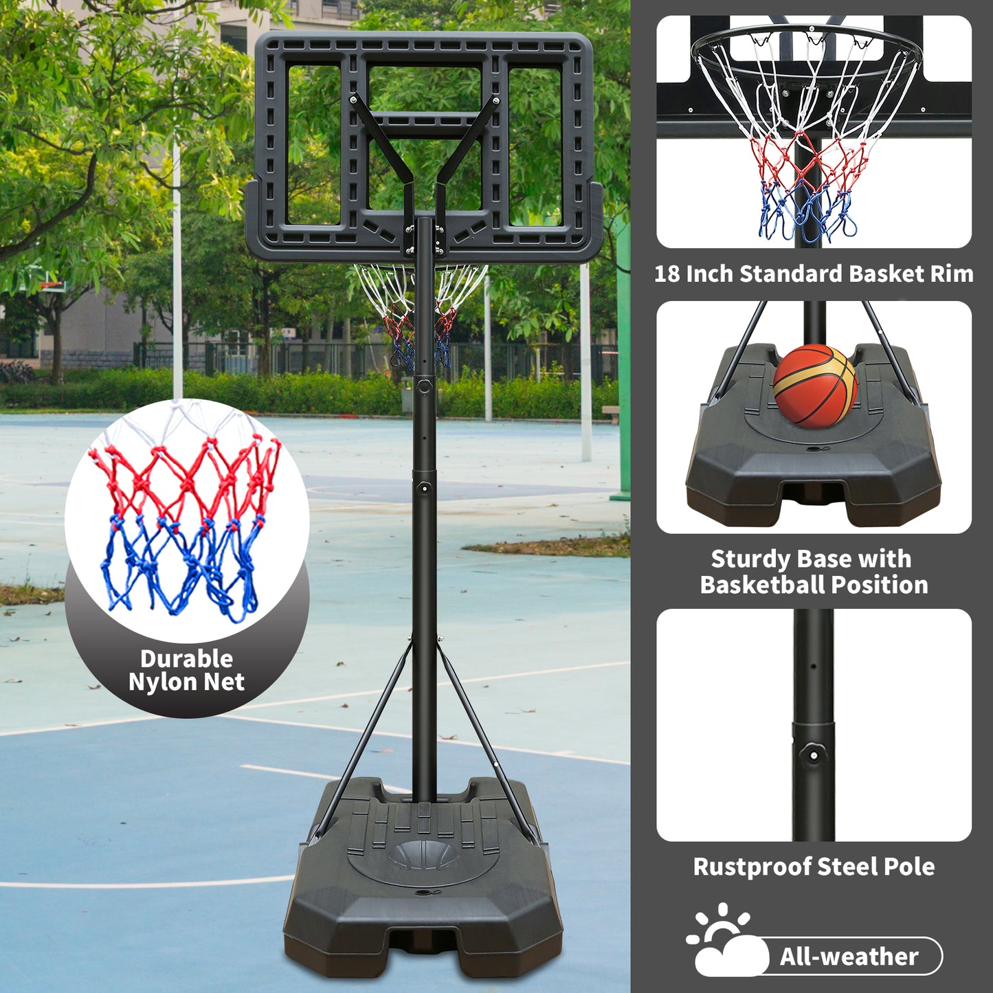 Clearance BTMWAY Portable Basketball Hoop with 44 Inch Backboard - 6.5ft to 10ft Height Adjustable Stand & Wheels for Outdoor/Indoor Use, Ideal for Adults & Teens & Kids