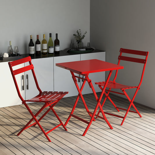Patio Furniture Set 3 Pieces, Metal Outdoor Furniture Set, Rust-Resistance, Patio Square Table and Chairs Set with Folding Design, Patio Conversation Sets Patio Bistro Set for Garden&Patio