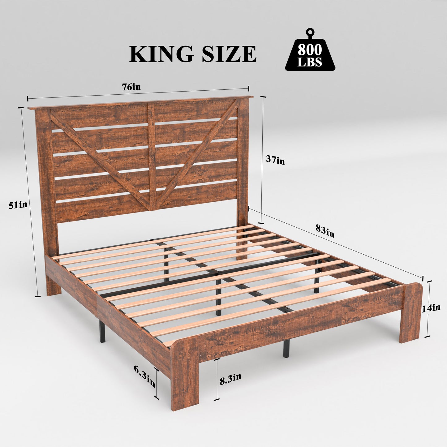 CASEMIOL Wooden Bed Frames Queen with Headboard and Footboard, Under Bed Storage, No Box Spring Needed, Easy Assembly, Queen Platform Bed Frame - Dark Brown