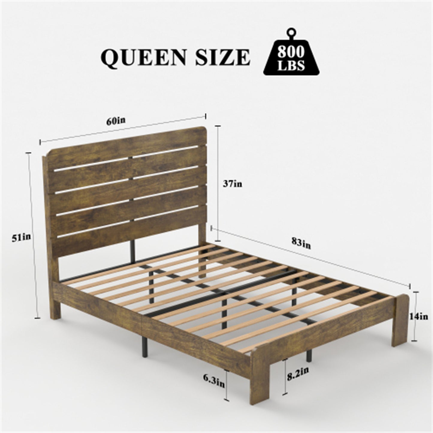 CASEMIOL Full Wood Bed Frame, with Headboard and Footboard, Under Bed Storage, Wood Slat Support, No Box Spring Needed, Easy Assembly, Mid Century Modern Bed Frame - Dark Brown