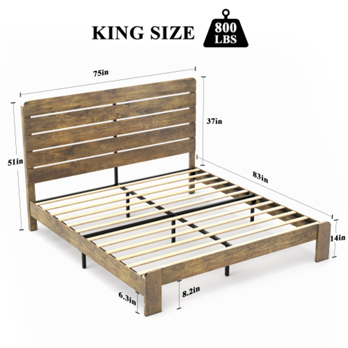 CASEMIOL Full Wood Bed Frame, with Headboard and Footboard, Under Bed Storage, Wood Slat Support, No Box Spring Needed, Easy Assembly, Mid Century Modern Bed Frame - Dark Brown