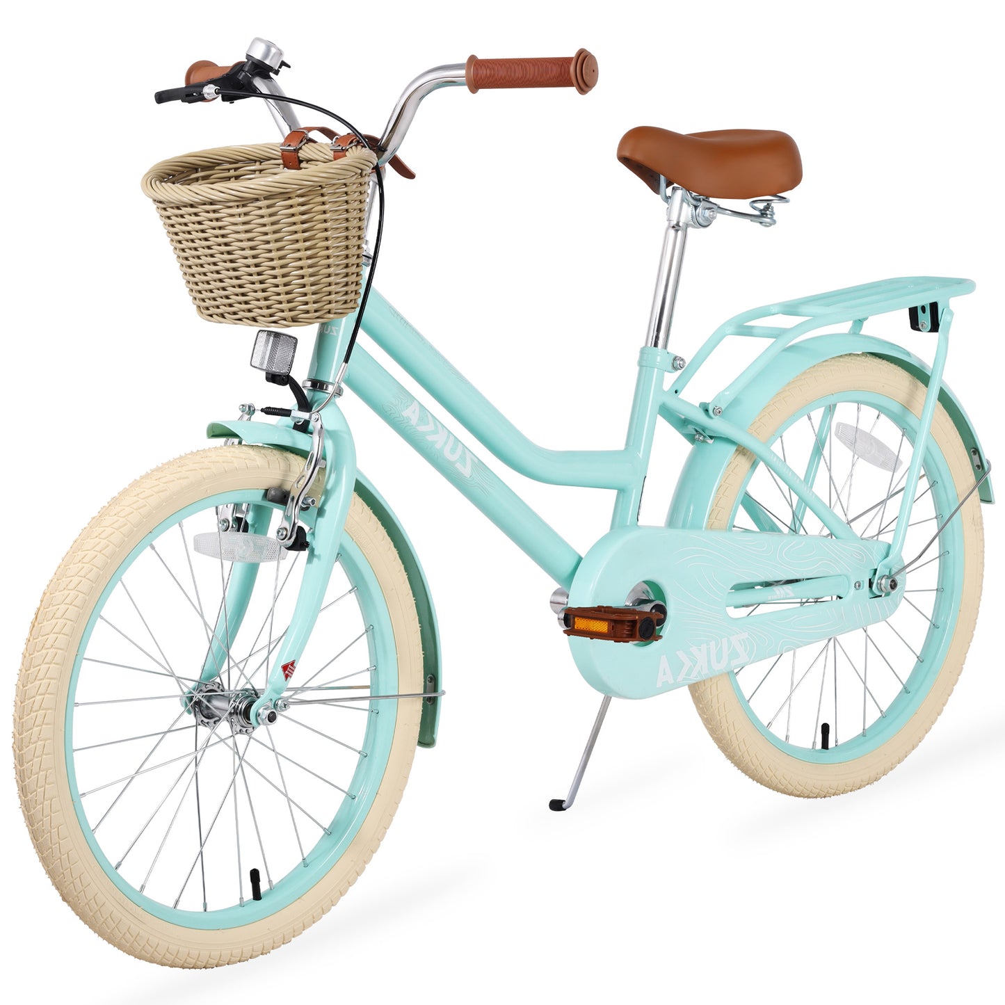 Girls Bike with Basket for Kids 8-12, 20" Kids' Bicycles Leather Saddle & Safety Bell