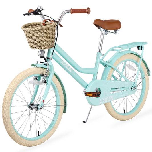 Girls Bike with Basket for Kids 8-12, 20" Kids' Bicycles Leather Saddle & Safety Bell