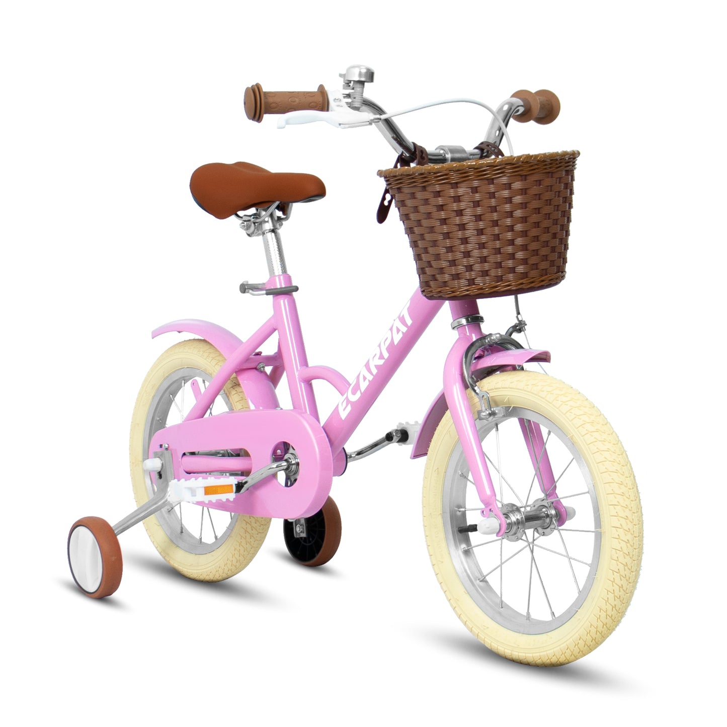 CASEMIOL 14in Kids' Bike for Girls, Kids' Bicycles with Removable Training Wheels, Toddler Bike with Basket, Toddler Balance Bicycle for Ages 2-4, Pink