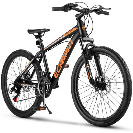 24" Mountain Bike, Shimano 21 Speed Kids Bike, Mountain Cycling Bikes with Mechanical Disc Brakes, Lightweight Kids Bicycle with Aluminium Frame, Girls Bike Boys Bike
