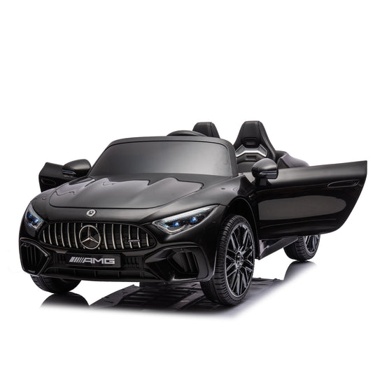 24V Ride on Car w/Parent Remote Control, Licensed Mercedes-Benz SL63 Powered Ride On Toy Car for Kids, Electric Car for Boy w/Music Bluetooth/LED Headlight/Belt, 200w Super Powerful Motor, Black