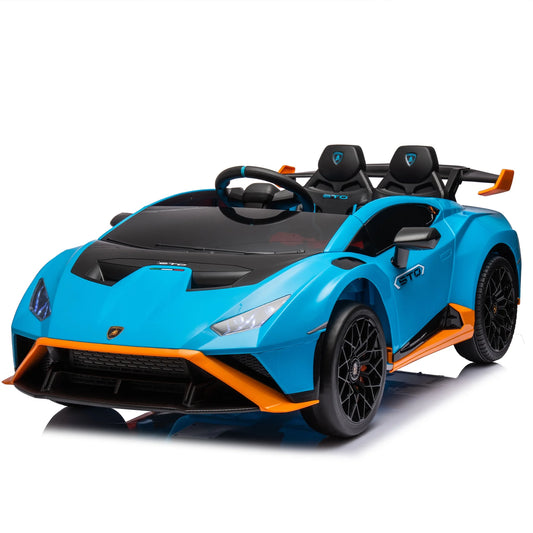 24V Ride on Toys Cars for Kids with Remote Control, Lamborghini Huracan Sto Toddler Ride on Drift Car with Foam Front Wheels, Drift Go Kart with 360° Spin Drift, Electric Vehicle for Ages 3-8