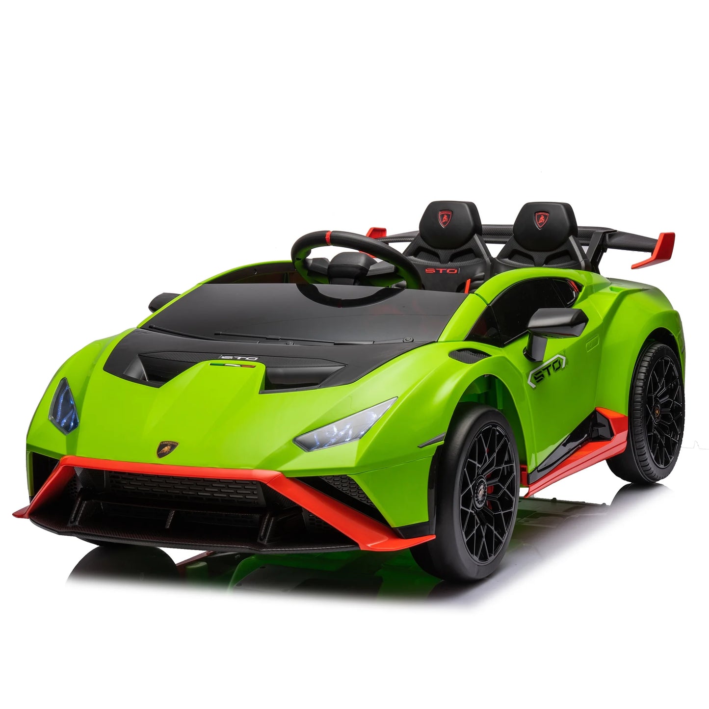 24V Ride on Toys Cars for Kids with Remote Control, Lamborghini Huracan Sto Toddler Ride on Drift Car with Foam Front Wheels, Drift Go Kart with 360° Spin Drift, Electric Vehicle for Ages 3-8