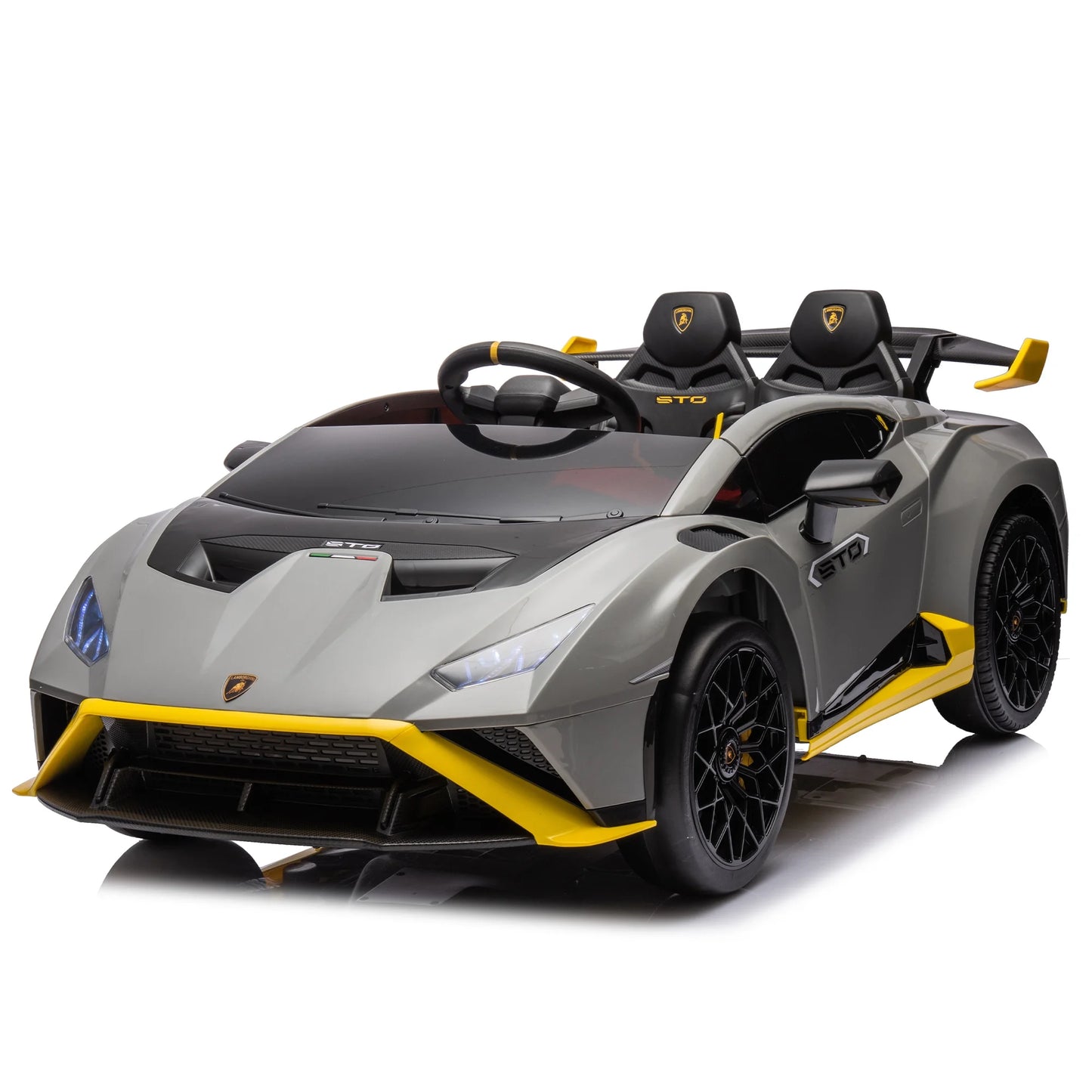 24V Ride on Toys Cars for Kids with Remote Control, Lamborghini Huracan Sto Toddler Ride on Drift Car with Foam Front Wheels, Drift Go Kart with 360° Spin Drift, Electric Vehicle for Ages 3-8