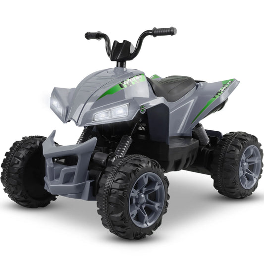 24V Ride on Toys Cars for Kids, Toddler Battery Powered Ride on ATV Toys with 2 Wheel Suspension, Electric Car with Music, Bluetooth and Power Display for Boys Girls, Gray