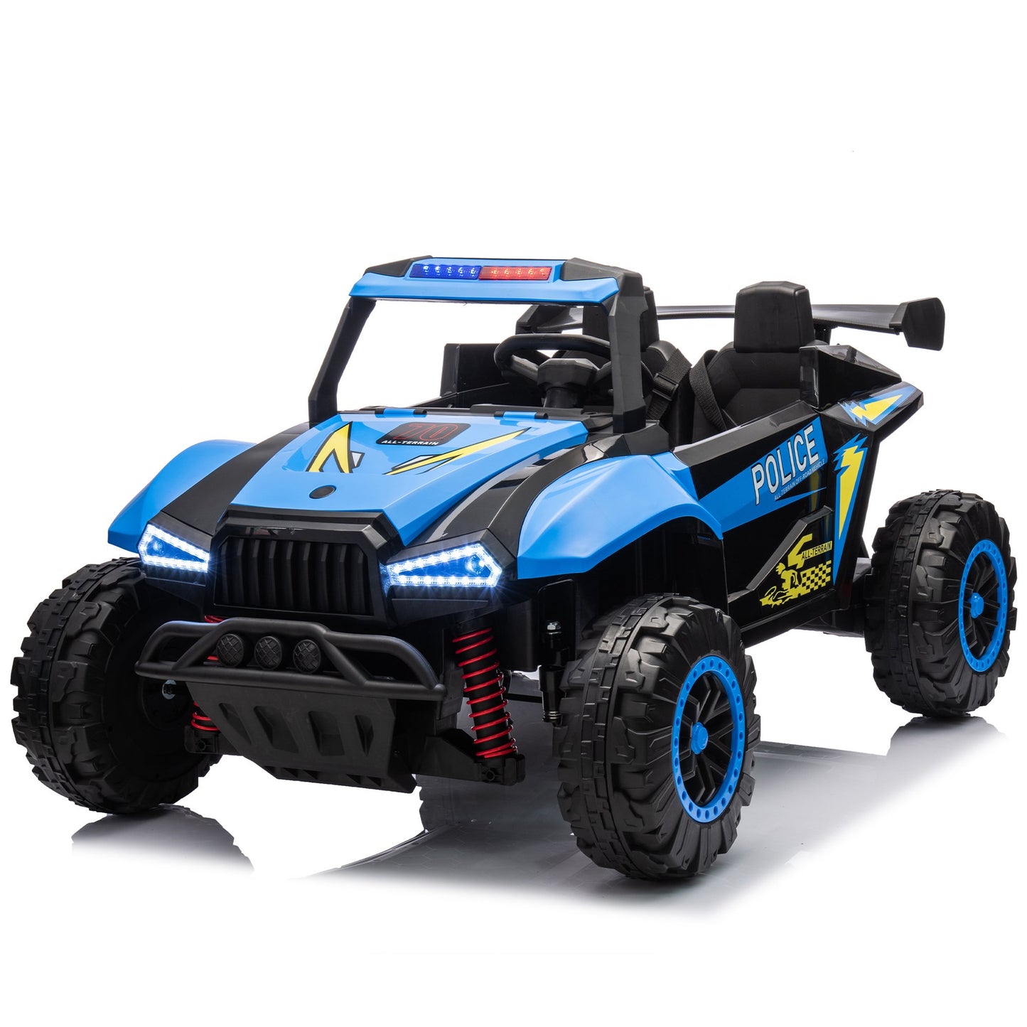 24V Ride on Toys Cars with Parents Control, 2 Seater Toddler Ride on Police Car with 4 Wheel Suspension, Electric Vehicle with Megaphone, LED Lights, Bluetooth, Music, USB, Battery Powered