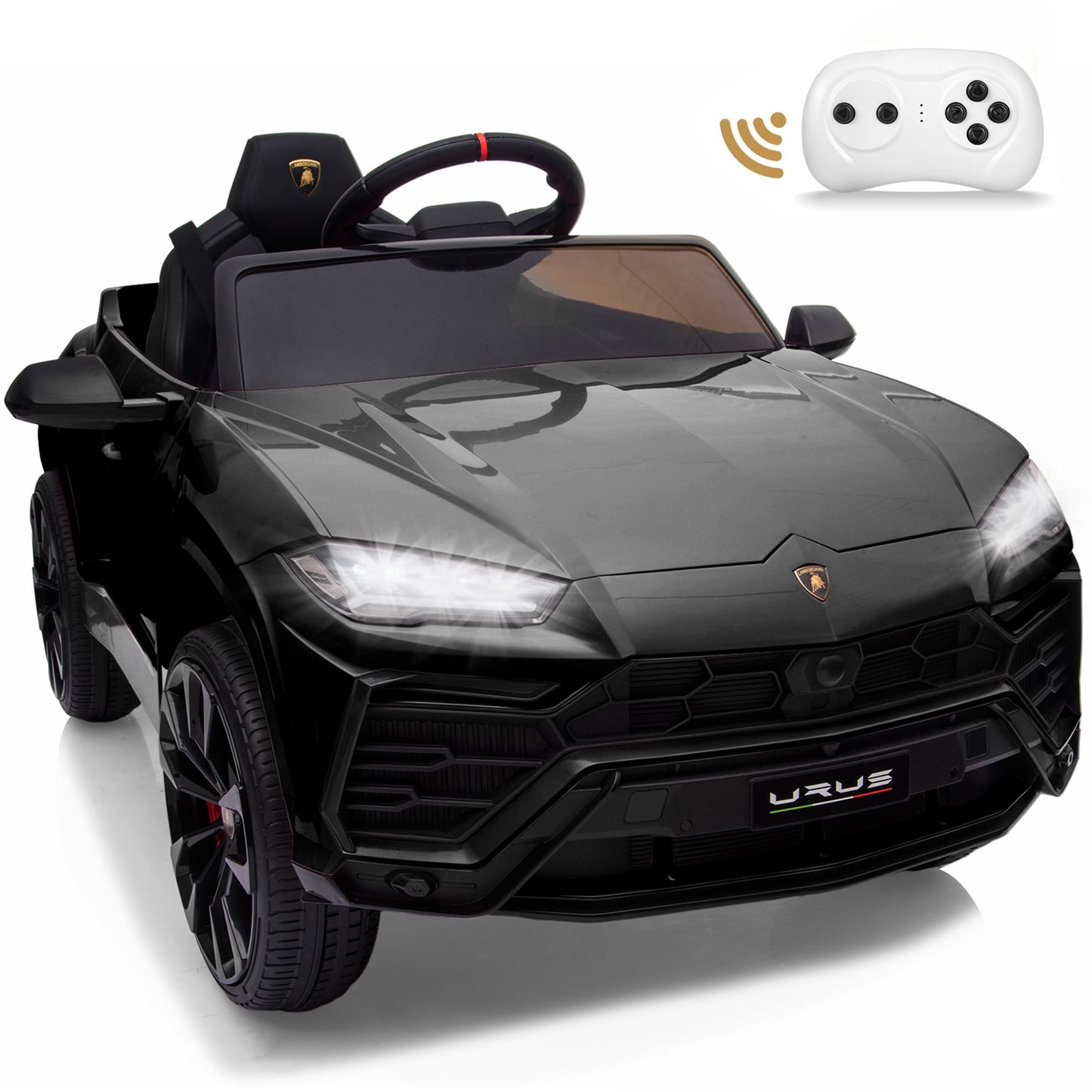 Lamborghini Urus Ride on Toys, 12V Kids' Electric Vehicles w/Parent Remote Control, Horn, Radio, Port, AUX, Spring Suspension, Opening Door, LED Light - Battery Powered Cars Pink