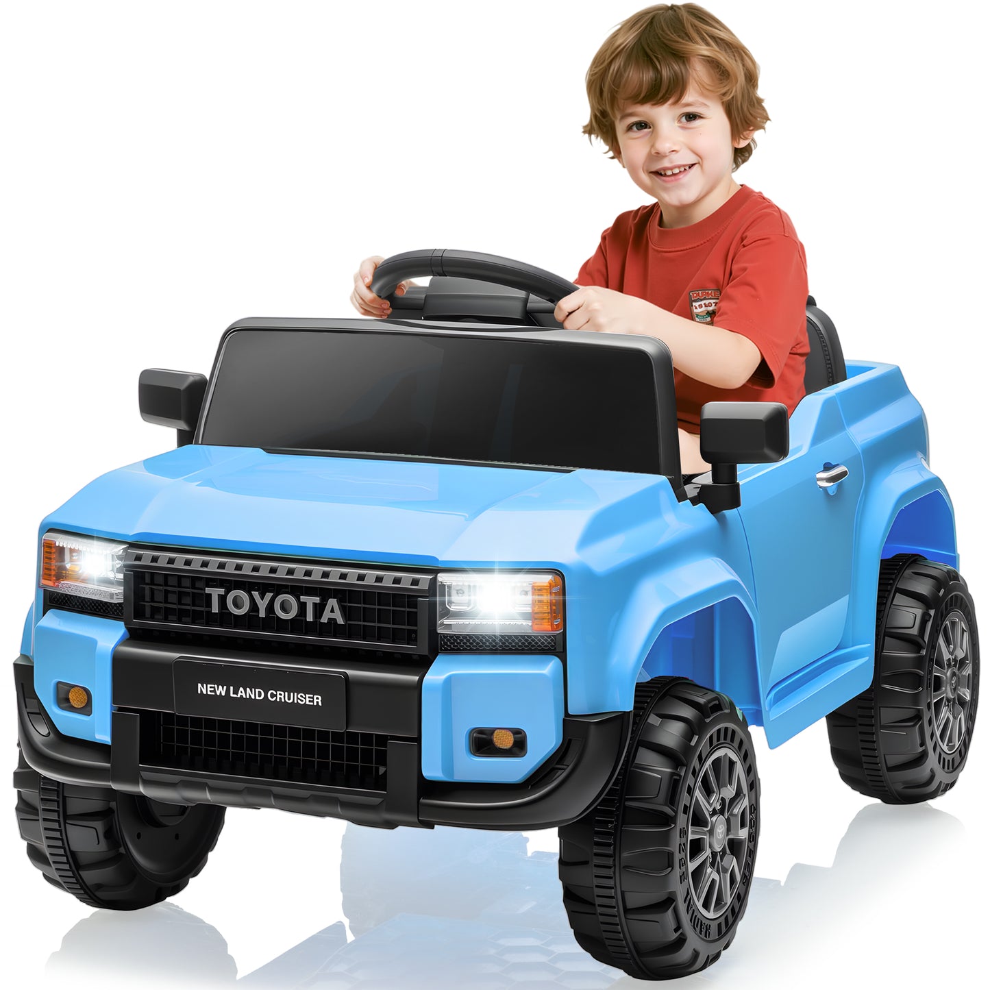 CASEMIOL 12V Kids Ride On Toys Car with Remote Control, Licensed Toyota LC250 Kids Powered Electric Car with LED Lights, Music, Suspension, 3-Point Seat Belt, Gift for Boys Girls Ages 3-5