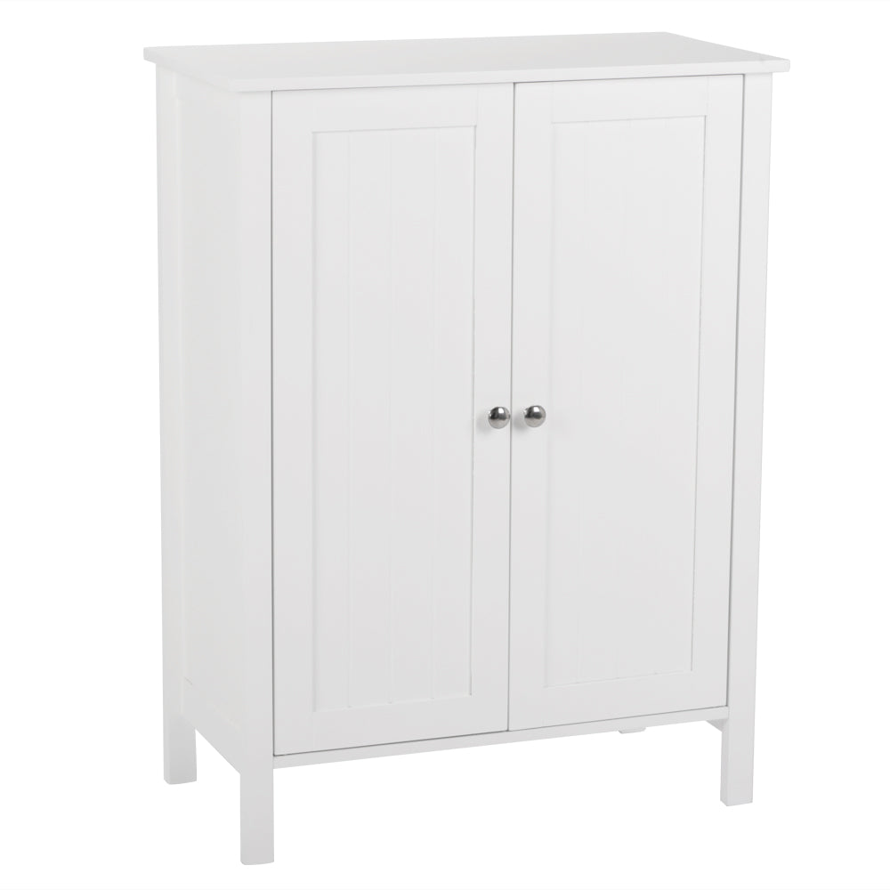 CASEMIOL Bathroom Floor Cabinet, Freestanding Storage Cabinet with Double Doors and Shelf, Modern Home Furniture, Wooden Home Organizer for Living Room, Bathroom Storage Cabinet, White