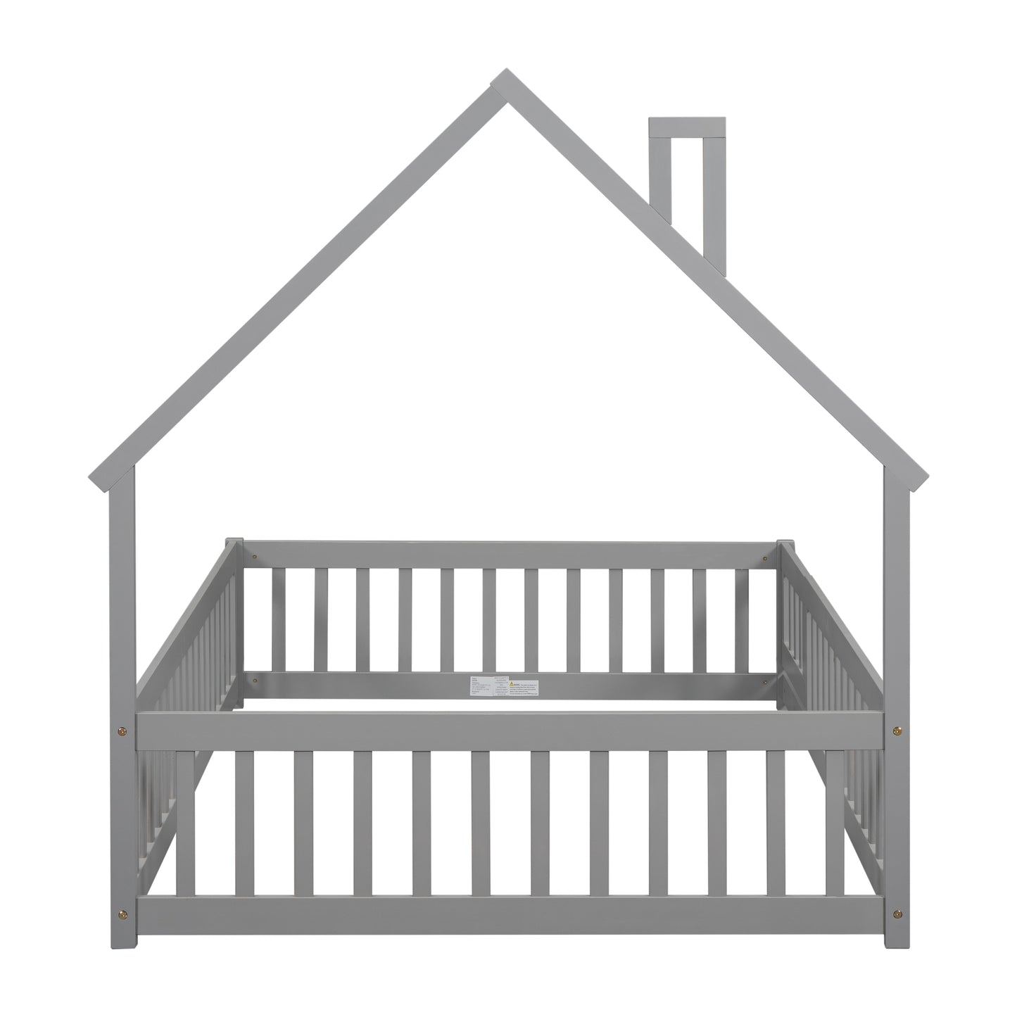 Twin Size Toddler Floor Bed Frame with Safety Guardrails and Door and Headboard, wood Montessori Floor Bed for Girls, Boys