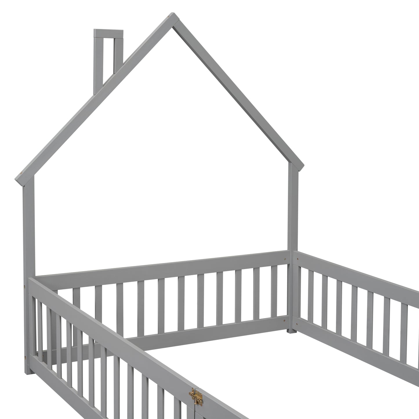 Twin Size Toddler Floor Bed Frame with Safety Guardrails and Door and Headboard, wood Montessori Floor Bed for Girls, Boys