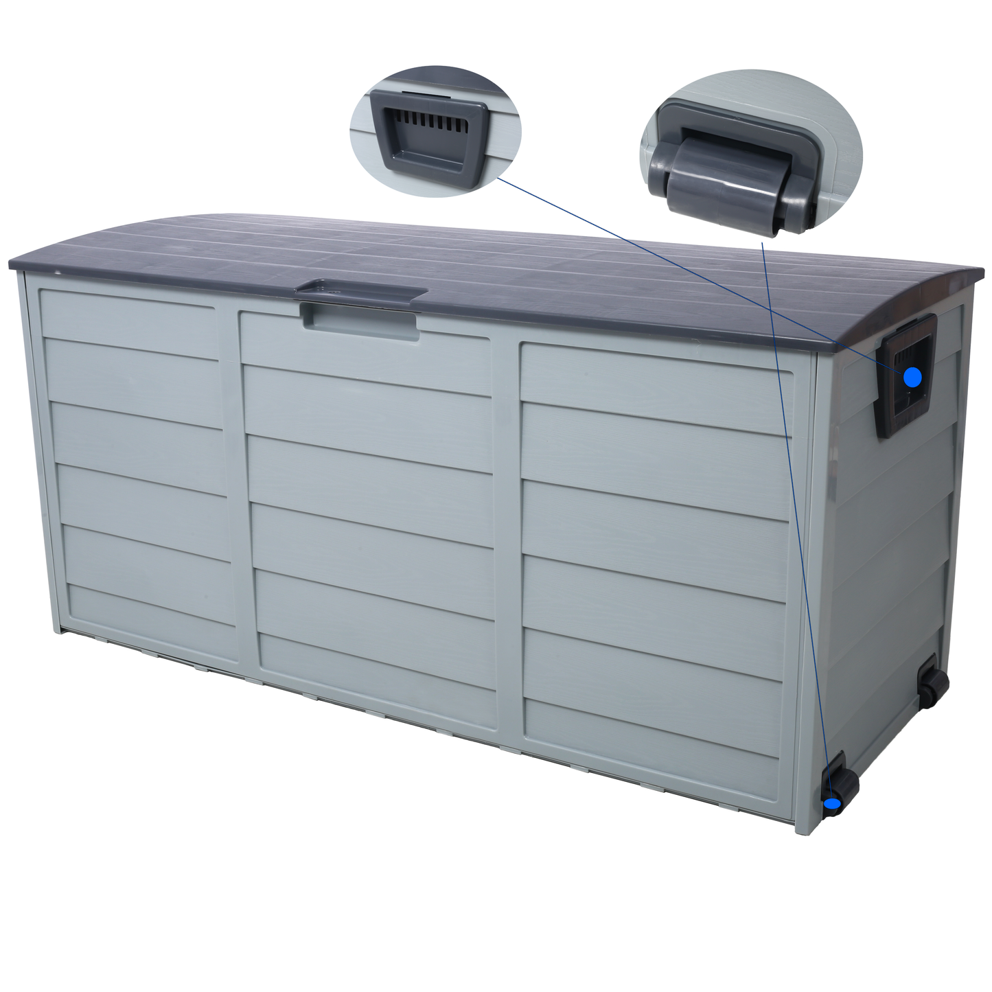 75 Gallon Resin Deck Box, Outdoor Storage Box with Wheel, All Weather Outdoor Storage Cabinet for Patio Furniture Outdoor Cushions, Garden Tools and Pool Toys, Gray