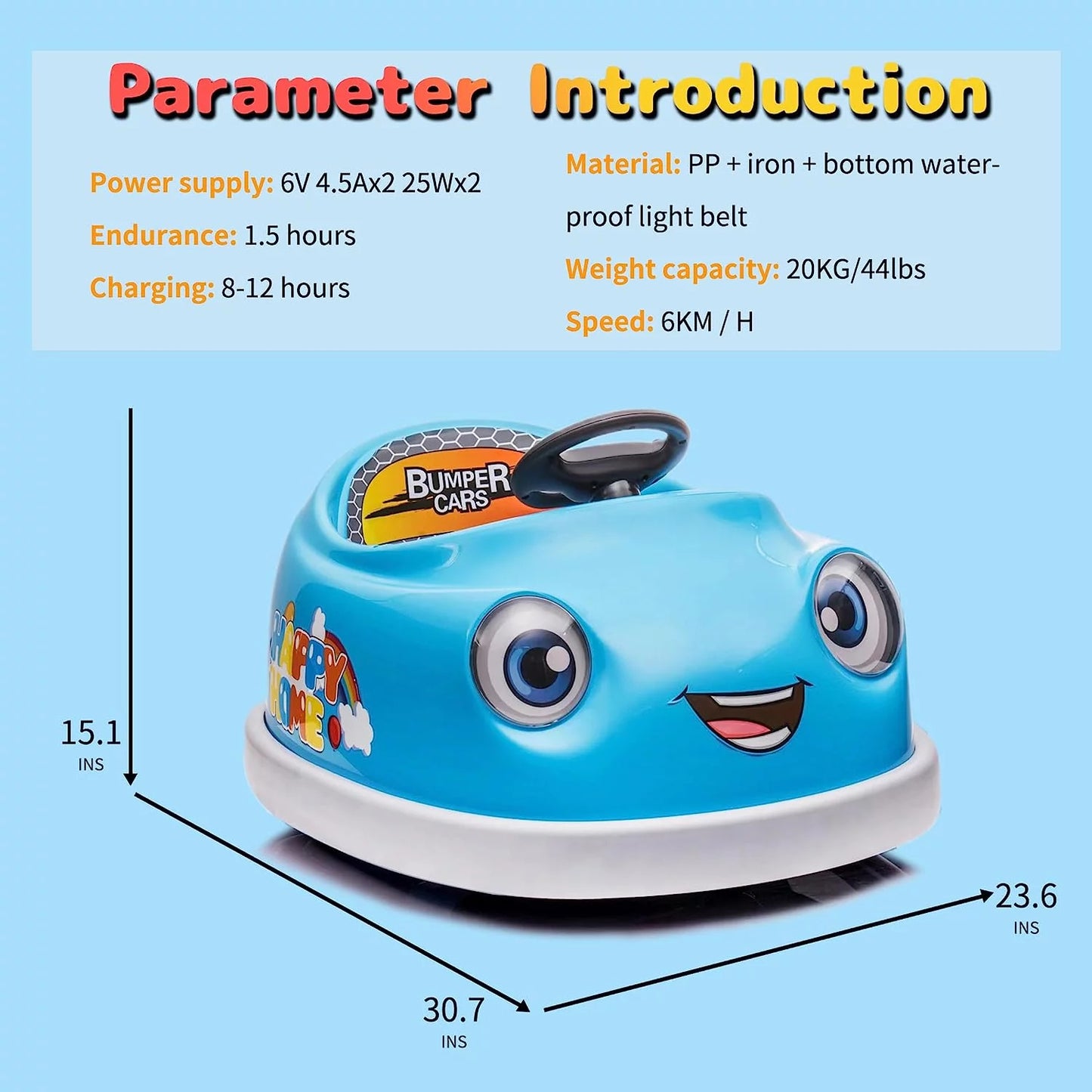 CASEMIOL 12V Bumper Car, Electric Ride On Bumper Car for Kids & Toddlers 1.5-6 Years Old, 3-Speed Baby Bumping Toy Cars with Remote and Self-Drive, LED Lights & 360 Degree Spin, Sound