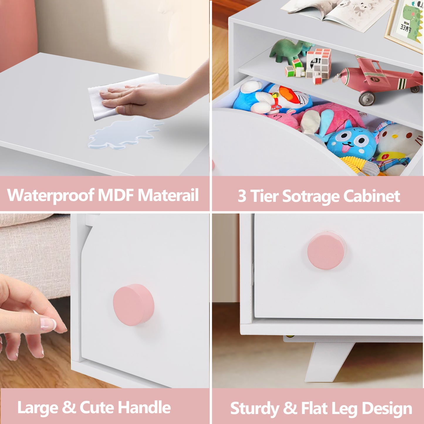 CASEMIOL Night Stand with a Drawer and a Open Cabinet for Kids, Modern Bed Side Table Nightstand for Girls Bedroom, Kids End Table for Living Room, Easy to Clean, White