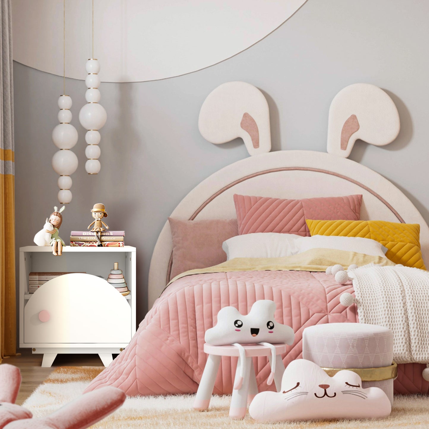 CASEMIOL Night Stand with a Drawer and a Open Cabinet for Kids, Modern Bed Side Table Nightstand for Girls Bedroom, Kids End Table for Living Room, Easy to Clean, White