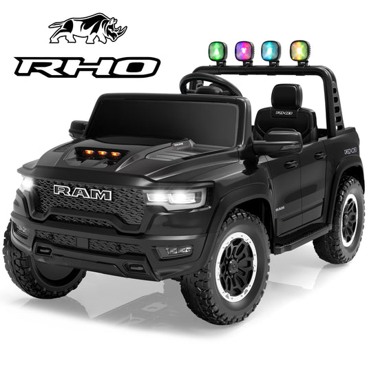 24V Ride On Car Toys with Remote Control, Licensed RAM 1500 Electric Car for Kids with 2 Seater, Power Ride On Truck with 4 Wheels Suspension, Bluetooth, MP3, Toddler Car for Boys Girls 3+
