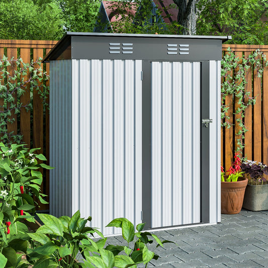 5 X 3 ft Outdoor Storage Shed, Metal Garden Storage Shed with Lockable Doors, All Weather Outdoor Garden Tool Shed with Air Vent, Outside Storage Sheds for Backyard Patio Lawn, White