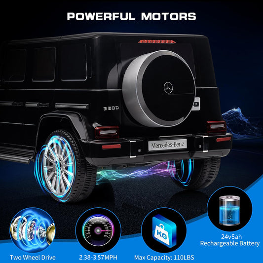 Mercedes Benz Rc Ride on Cars For Kids with Remote 24v, Battery Powered Toy Electric Car for 3-6 Years Old, Three Speed Adjustable, USB, MP3, Bluetooth, LED Light