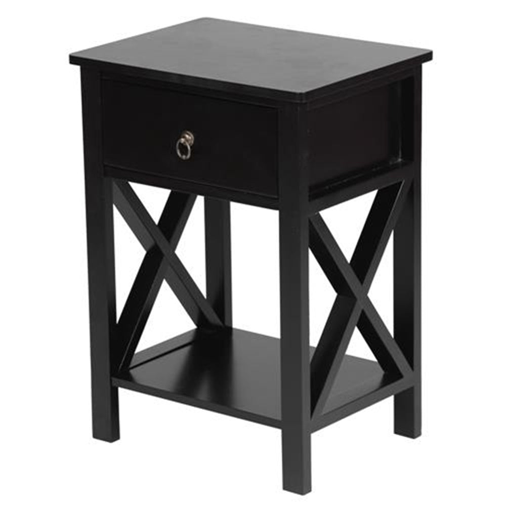 Nightstand for Bedroom, CASEMIOL Wood End Table with Storage, Modern Narrow Side Table with Drawer, Storage Shelf, Modern Night Stand Rustic Bedside Table for Living Room, Sofa Couch, Black