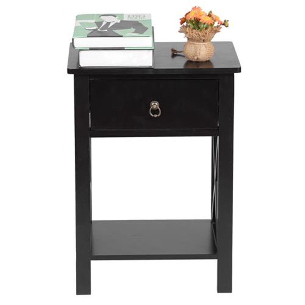 Nightstand for Bedroom, CASEMIOL Wood End Table with Storage, Modern Narrow Side Table with Drawer, Storage Shelf, Modern Night Stand Rustic Bedside Table for Living Room, Sofa Couch, Black