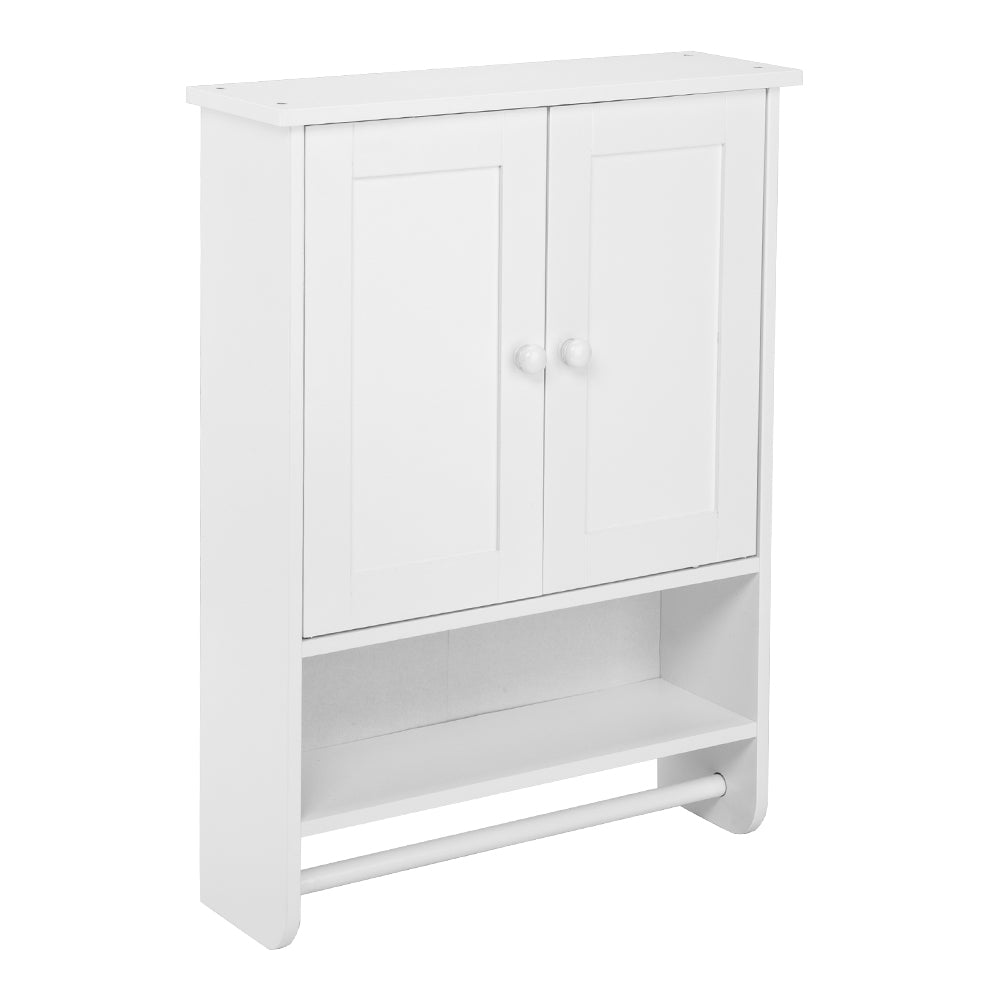 CASEMIOL Space Saving Cabinet Above Toilet, Bathroom Wall Cabinet, Medicine Cabinet with 2 Doors and Towel Rack Open Shelves, Living Room Kitchen Cabinet White