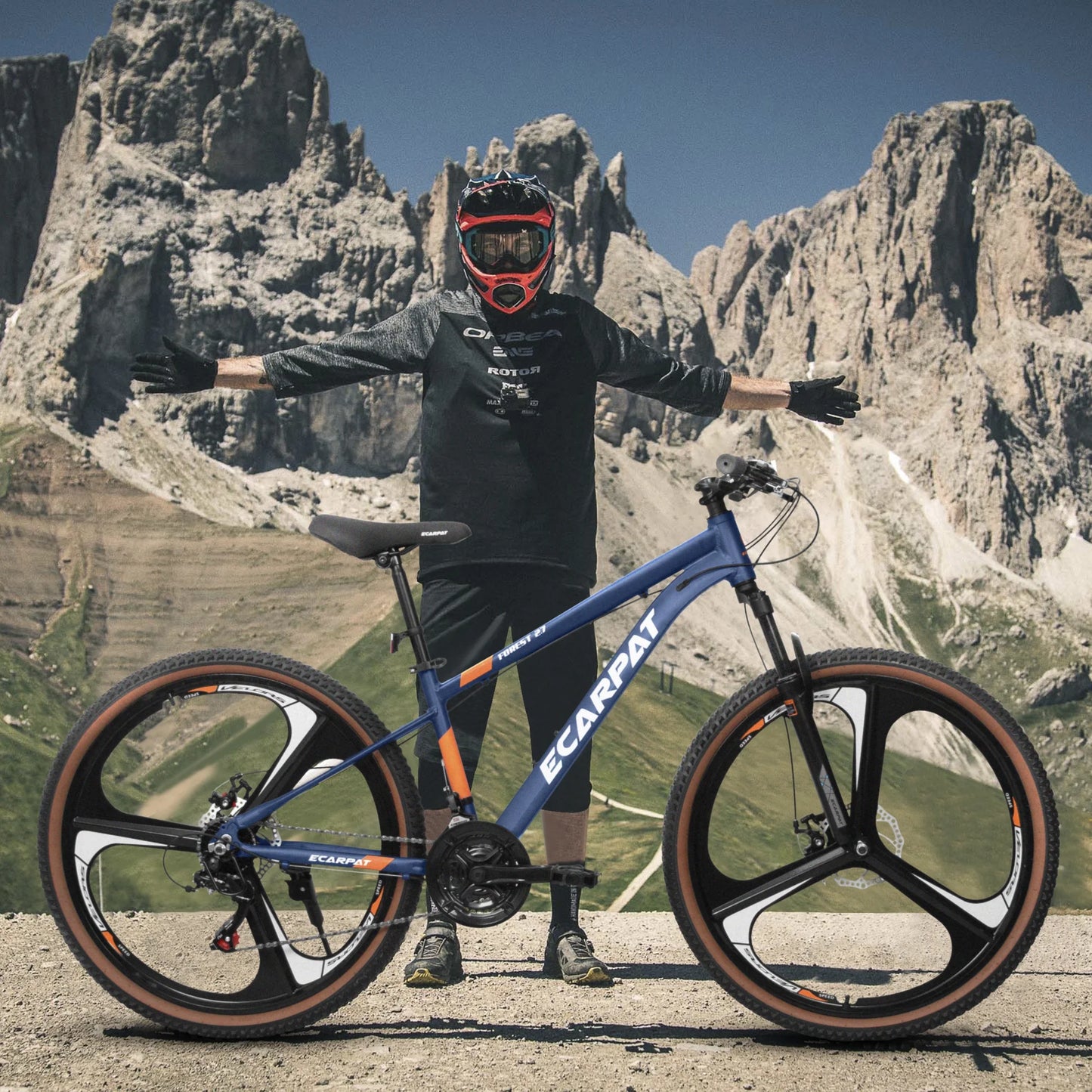 27.5 Inch Mountain Bike, 21 Speed Road Bicycle with Dual Disc Brakes, Adult Bike with All-Terrain Tyres&Shock Absorbing Design, Mountain Bikes with Aluminum Alloy Frame for Men and Women