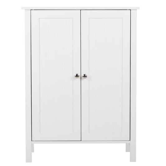 CASEMIOL Bathroom Floor Cabinet, Freestanding Storage Cabinet with Double Doors and Shelf, Modern Home Furniture, Wooden Home Organizer for Living Room, Bathroom Storage Cabinet, White