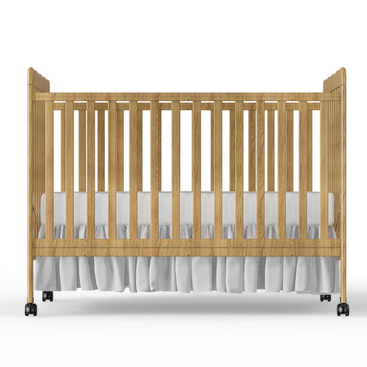 Baby Convertible Crib 3 In 1, Converts from Baby Crib to Toddler Bed, New Zealand Pinewood Baby Bed with Locking Wheels and Teething Rail, Crib with 4 Height Adjustment and Non Toxic Finish