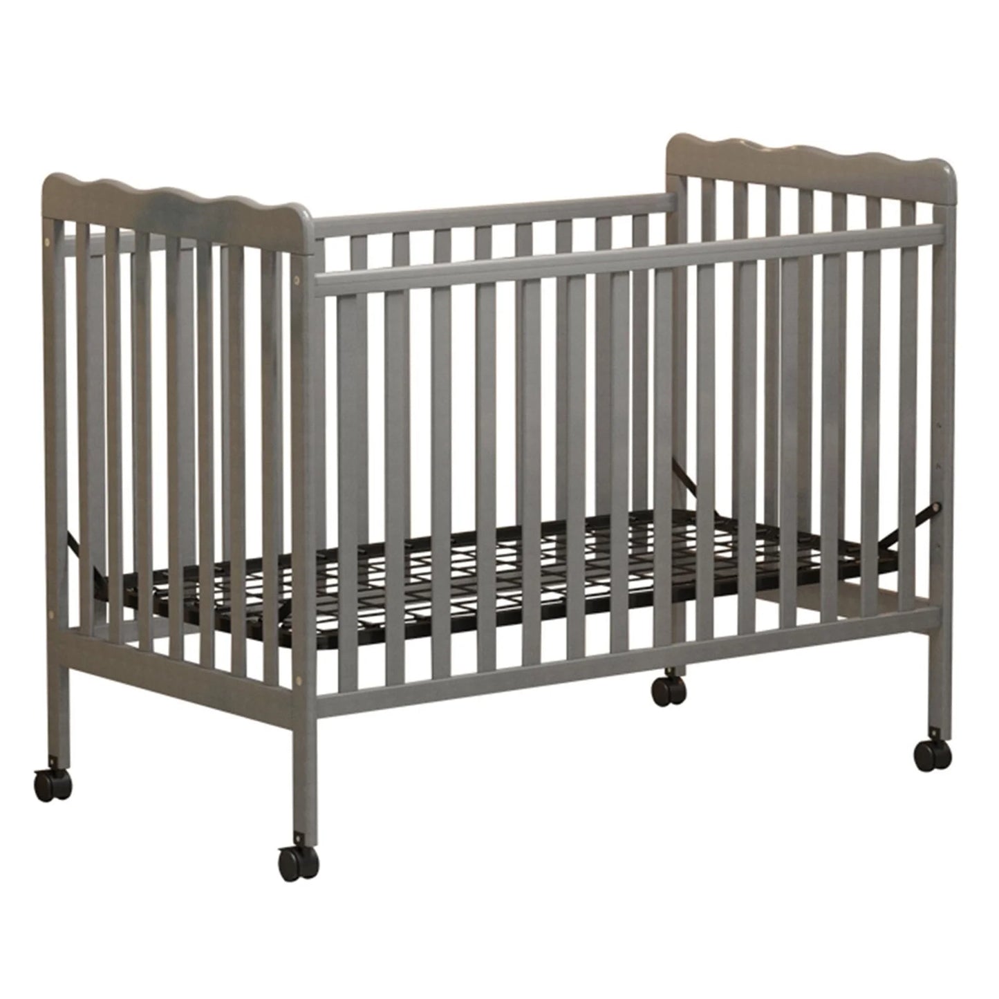 Baby Convertible Crib 3 In 1, Converts from Baby Crib to Toddler Bed, New Zealand Pinewood Baby Bed with Locking Wheels and Teething Rail, Crib with 4 Height Adjustment and Non Toxic Finish
