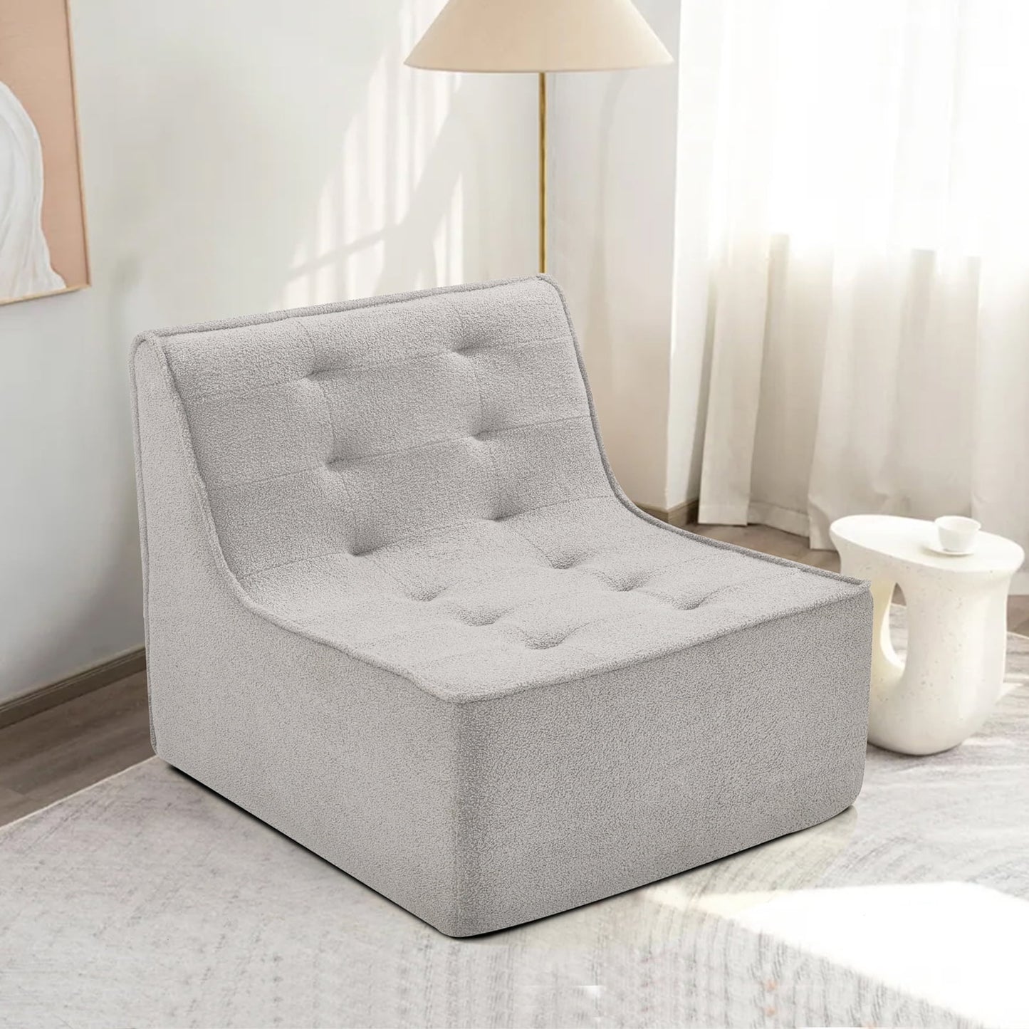 Bean Bag Chair for Adults, Sofa with Ergonomic Design, Reading Chair with High Resilience Foam, Non-Deformable, Floor Chairs with Back Support, Fireside Chair, Lazy Sofa Chair for Living Room