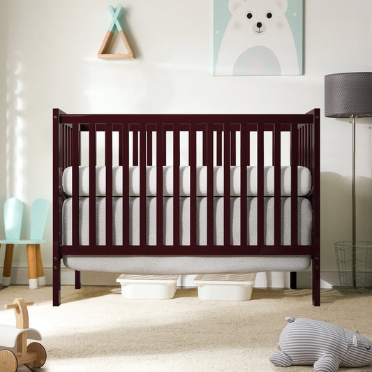 CASEMIOL 5-In-1 Convertible Crib, New Zealand Pinewood Baby Bed,Baby Crib With 3 Height Adjustment, Non-Toxic Finish, Easy to Assemble