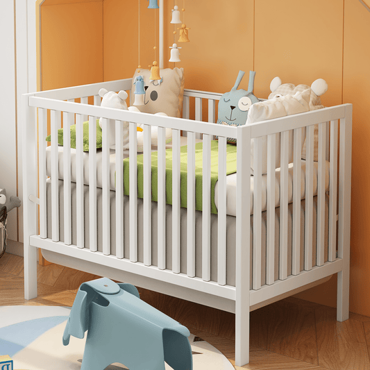 CASEMIOL 5-In-1 Convertible Crib, New Zealand Pinewood Baby Bed,Baby Crib With 3 Height Adjustment, Non-Toxic Finish, Easy to Assemble