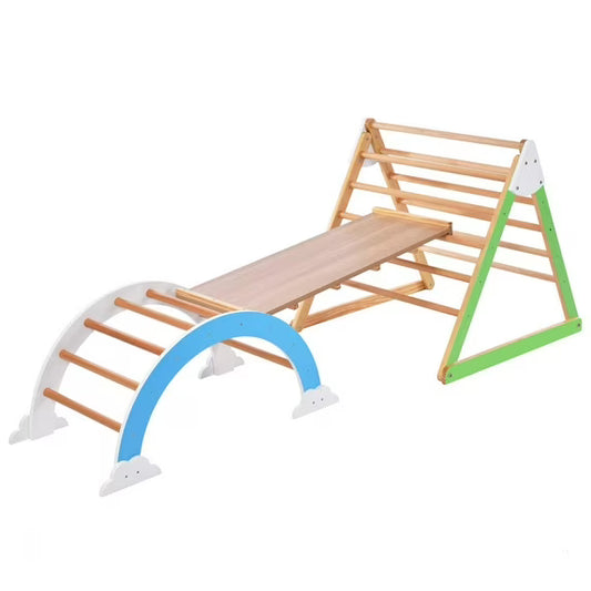 CASEMIOL 7 in 1 Pikler Triangle Set Baby Climbing Toys,Wooden Montessori Climbing Set with Arch&Ramp&Ladder,Toddler Climbing Toys Indoor Jungle Gyms for 0.5-3