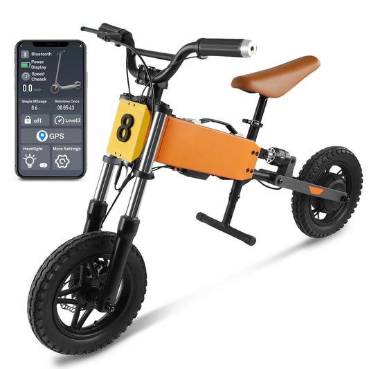CASEMIOL Kids Electric Bike, Electric Scooter with APP Control, Adjustable Seat, Dual Shock Absorption, Removable Portable Battery, 24V 200W Electric Motorcycle Dirt Bike for 5-10 Boys and Girls