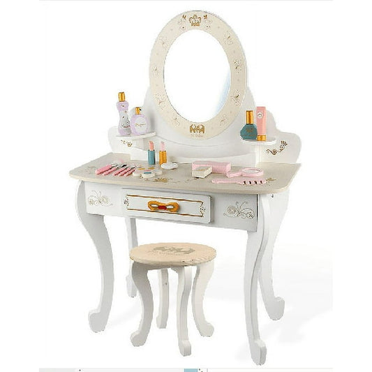 CASEMIOL Kids Vanity Set Makeup Table & Chair Mirror Sweet Accessories
