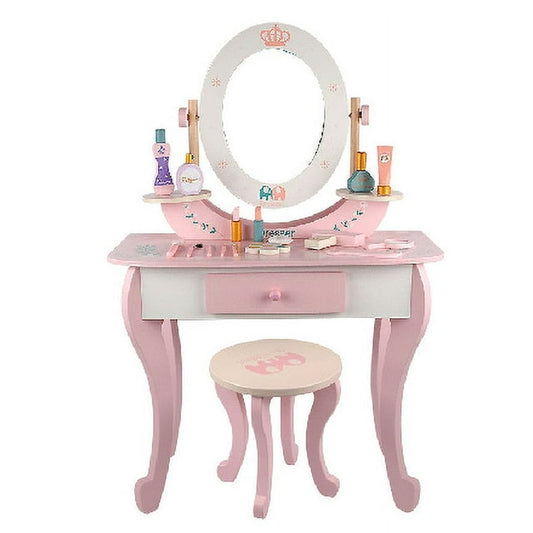 CASEMIOL Kids Vanity Set Makeup Table & Chair Tri-folding Mirror Sweet Accessories