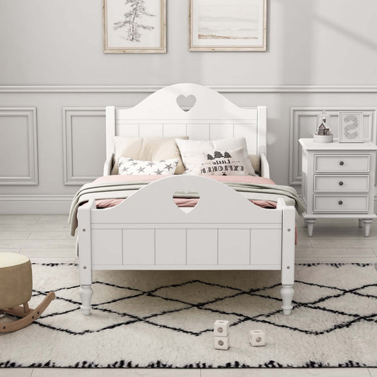 CASEMIOL Twin Size Toddler Bed Frame with Headboard and Footboard and Side Safety Rails for Girls