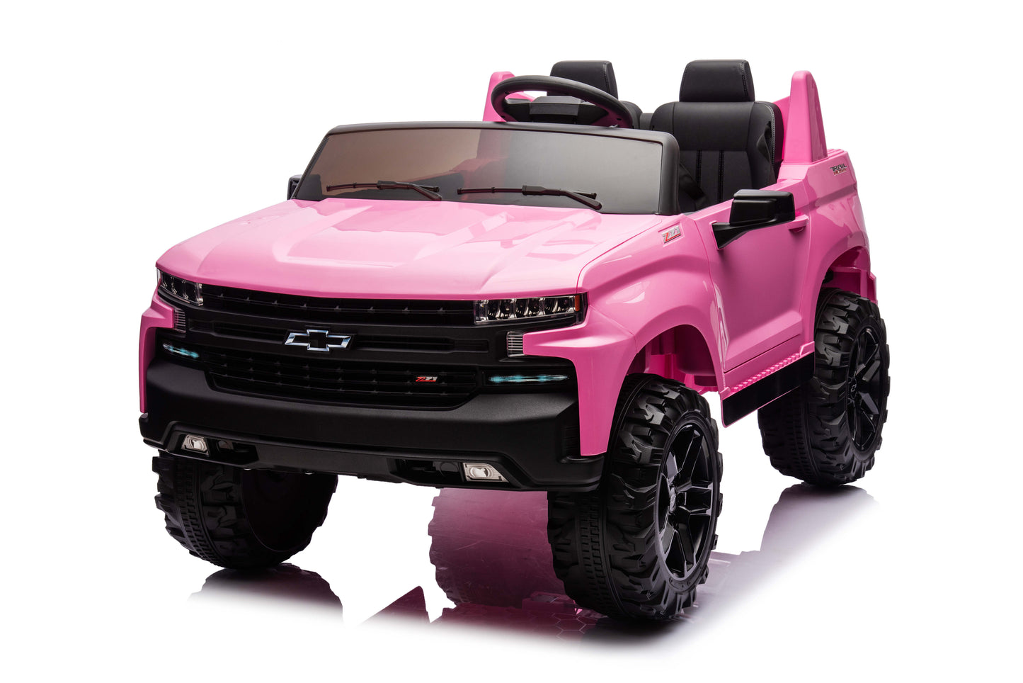 24V Chevy Silverado Ride On Truck, Real 2-Seater Kids' Electric Vehicles Battery Powered with HIGH Speed Mode (5 MPH) & Parent Remote Control, Storage Space, LED Lights, for Boys Girls 3-8, White