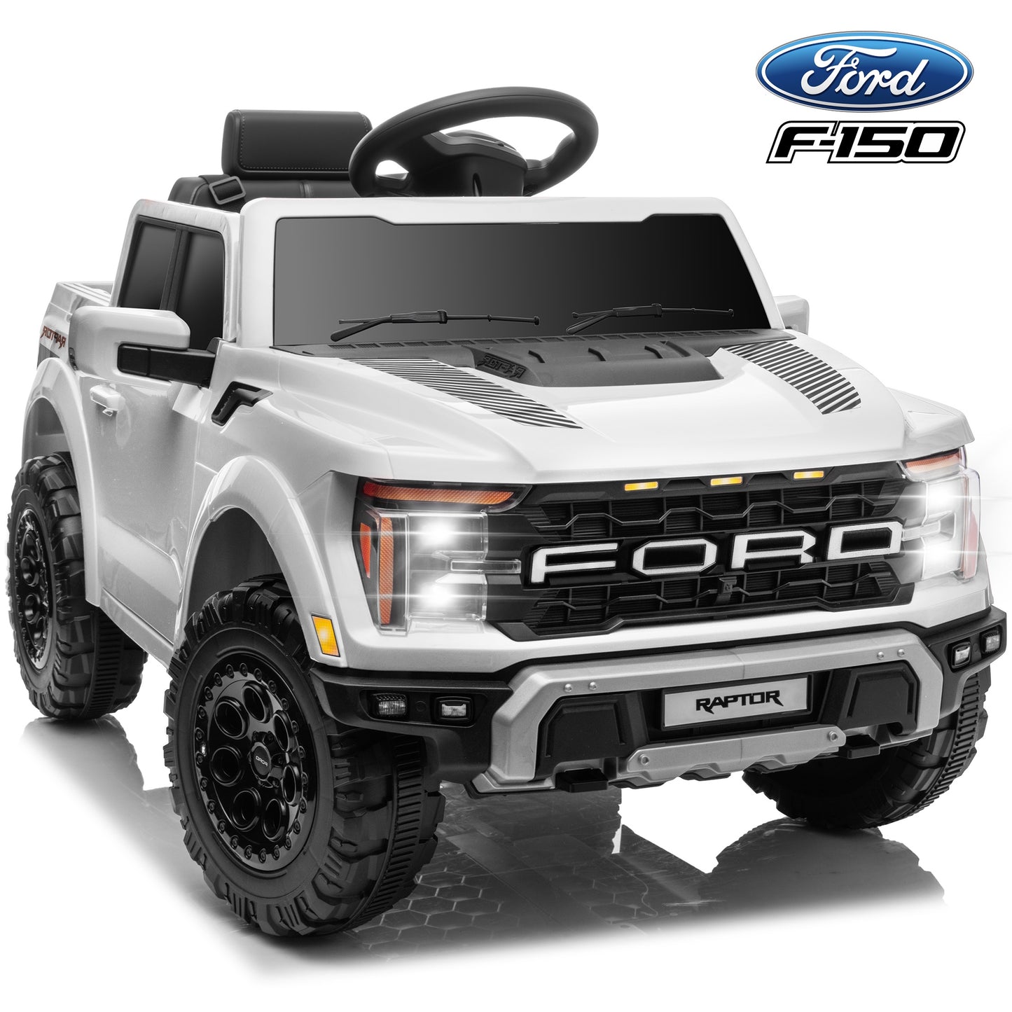 CASEMIOL 12V Ford F150 Raptor Kids Ride On Truck, Electric Car with Remote Control, Bluetooth Music, Suspension Wheels, Ride On Toys for Boys & Girls Ages 3-5, Gift for Kids