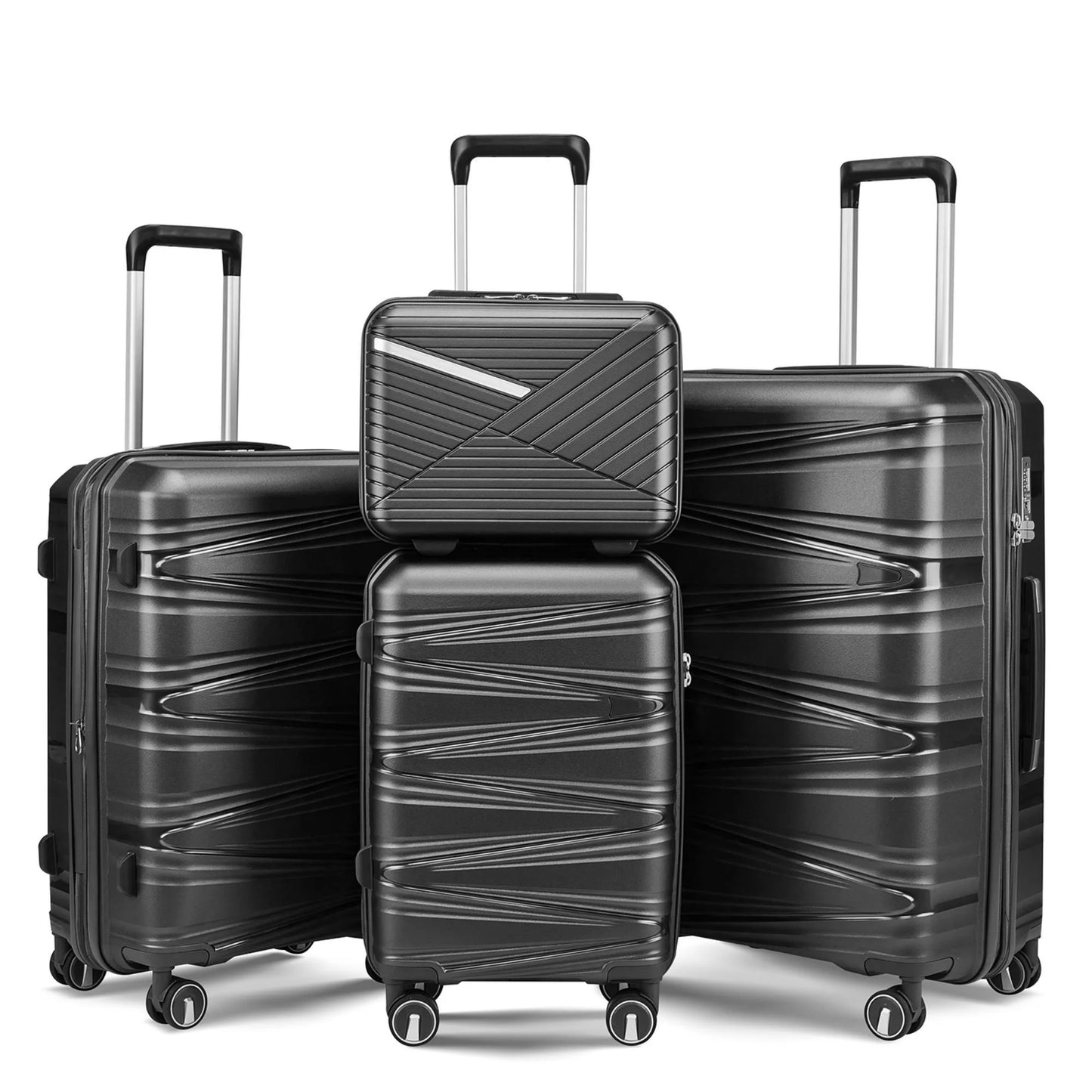 Luggage Sets 4 Piece, 14" Travel Suitcase Set with Mute Spinner Wheels, 20" Carry on Luggage Set with TSA Lock for Airplane, 24" Expandable Luggage Sets, 28" Lightweight Luggage Sets